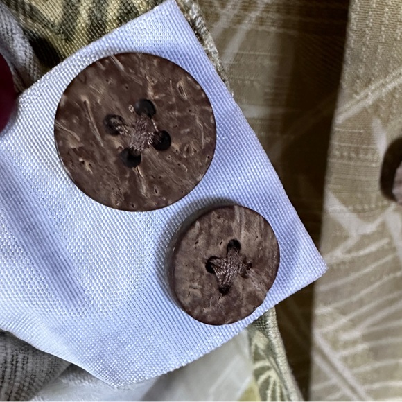 Tommy Bahama Silk Shirt L Vintage “Relax” Windowpane Check Tribal Leaves - Picture 5 of 8